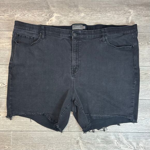 torrid Pants - Torrid 30 Black Distressed Denim Cut-Off Shorts Bombshell Plus Size